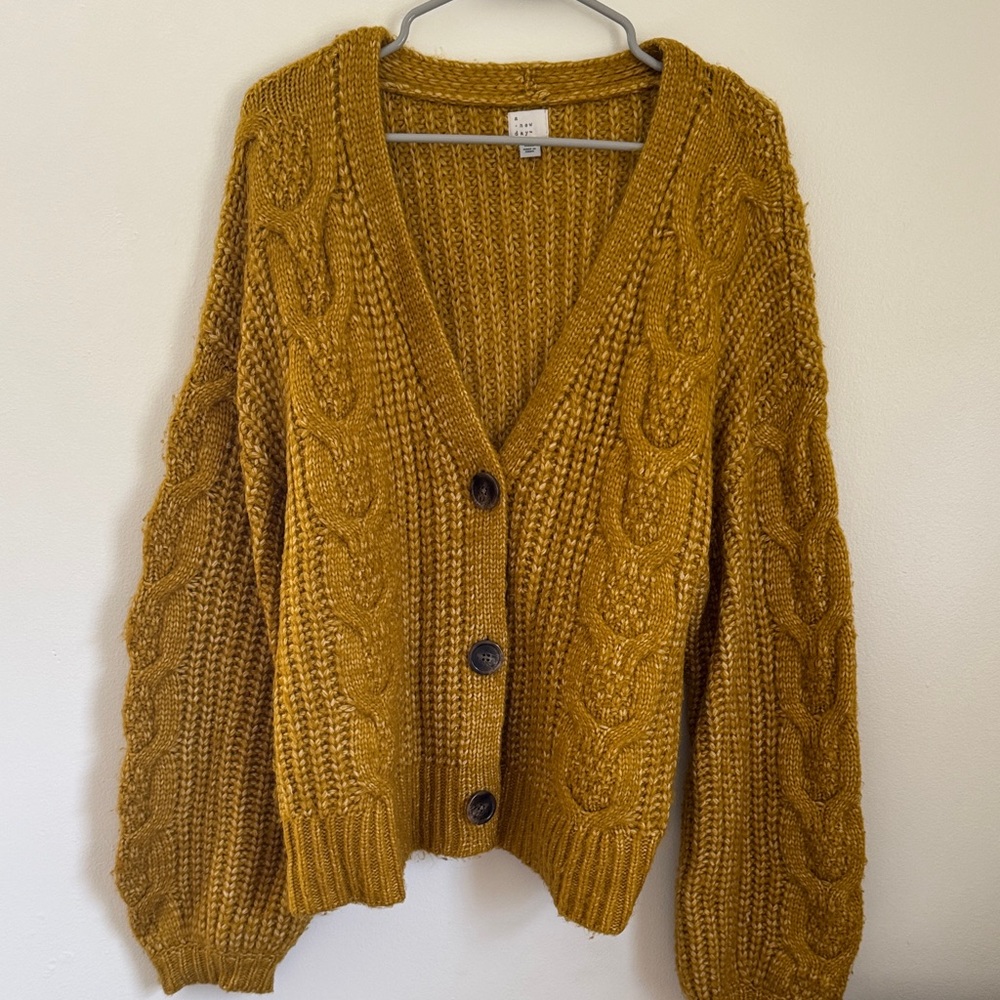 a new day Mustard Cable Knit Cardigan